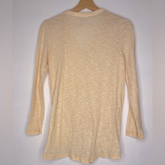 ANN TAYLOR LOFT YELLOW STRIPED BUTTON UP CARDIGAN TIE TOP - Picture 5 of 5